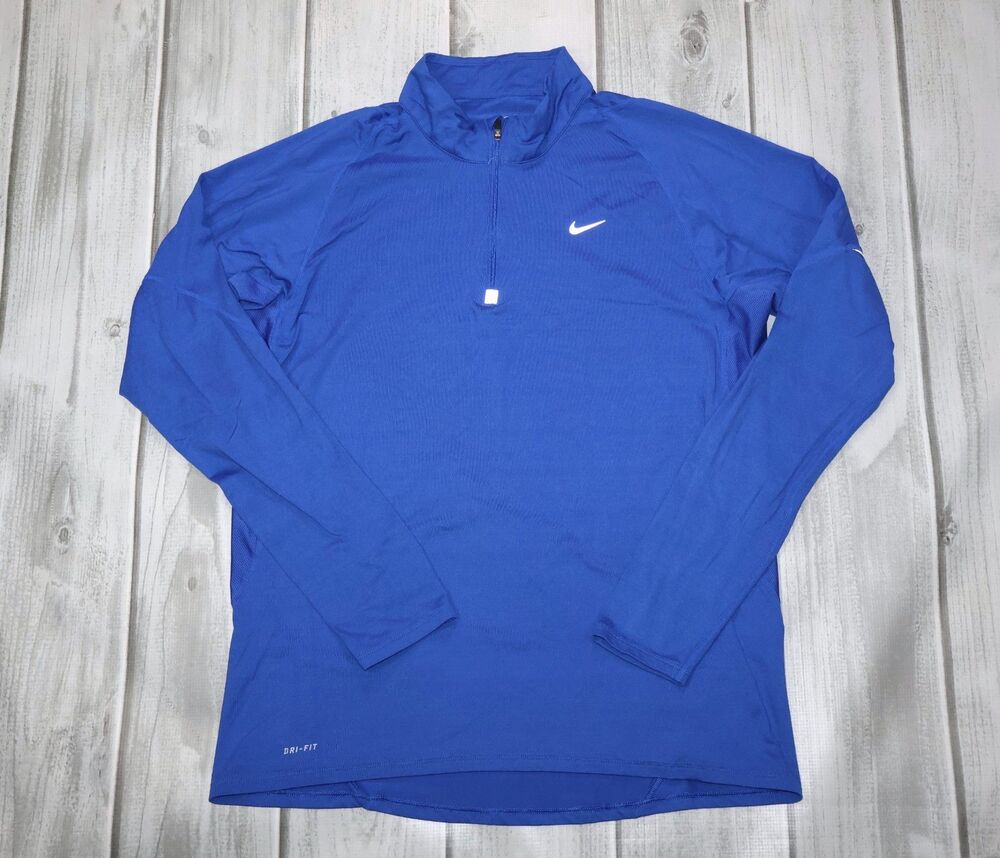 Nike Men's Dri-Fit Quarter Zip Long Sleeve Stay Warm Pullover 439104 BLUE Large